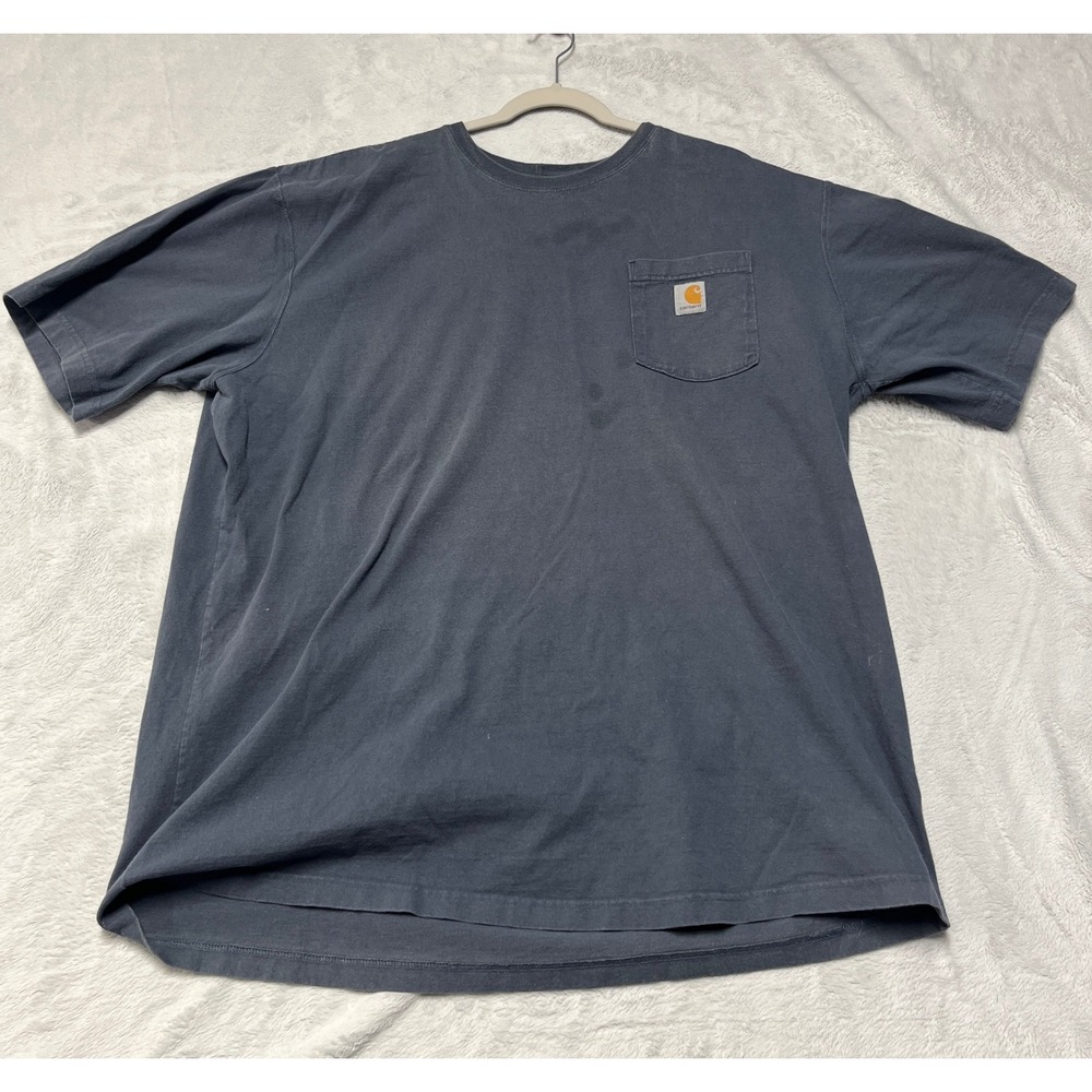 Carhartt Pocket T-Shirt Mens 2XL Tall Navy Blue Short Sleeve Original Fit